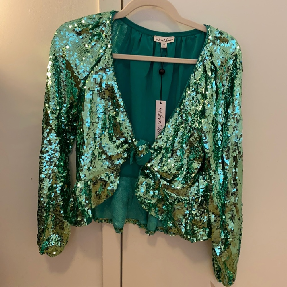 For love and lemons sequin tie front top